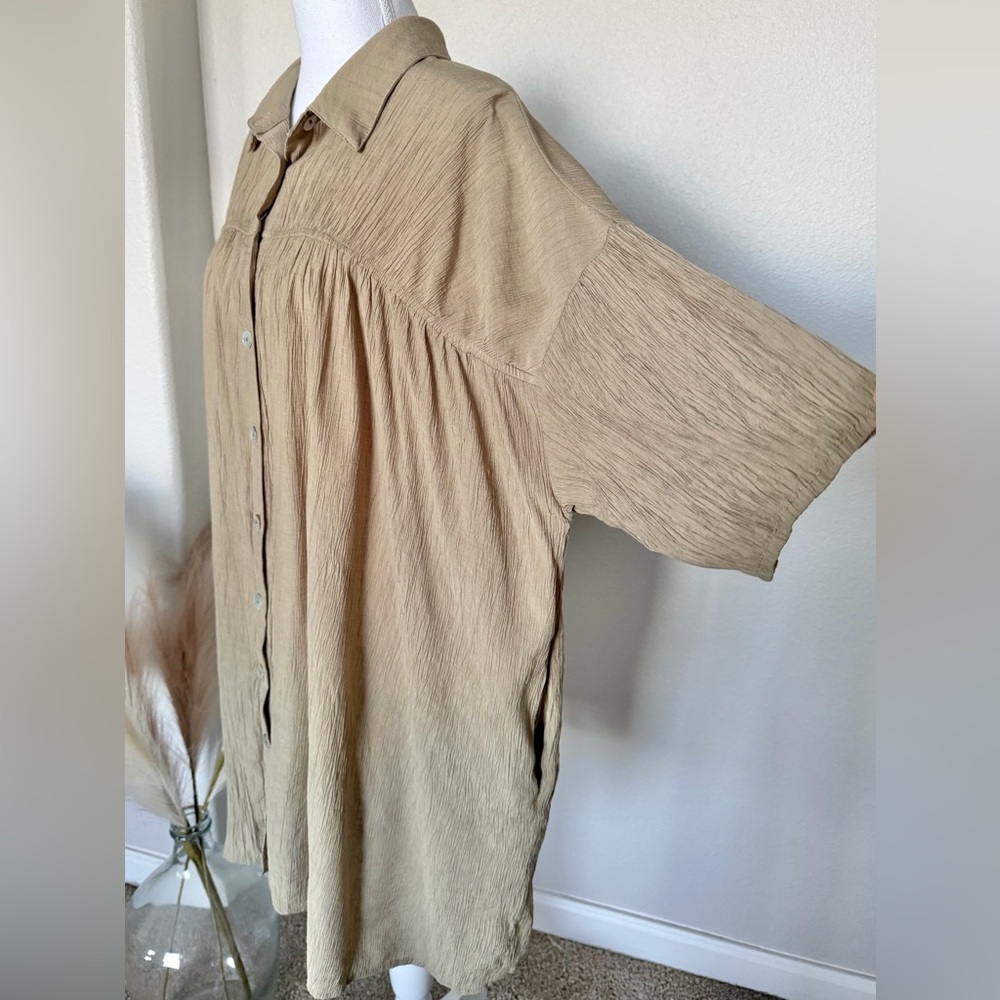 Elleborn - Ash Olive Button-Up Shirt Dress